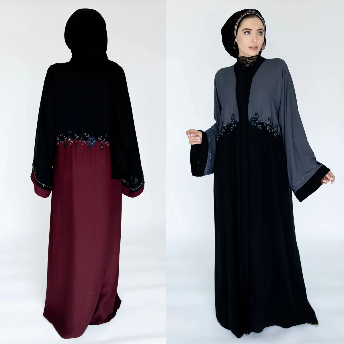 Kaftan Abaya Dubai Bán Buôn Hồi Giáo Phụ Nữ Ăn Mặc 2 Mảnh Abaya Manxun Abaya Ren Dưới Sequins Muslimah Ăn Mặc