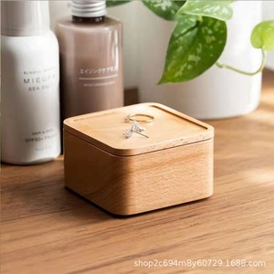 Wooden Jewelry Storage <b>Box</b> With Lid For Desktop Rings Bracelets Watch Organizer Solid Color <b>Small</b> Size - Product Image 2