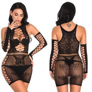 Grande taille papillon résille Chemise body Lingerie fantaisie vêtements de nuit Sexy nuisette conception mature body - Product Image 4