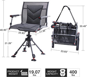 Sedia da Caccia Girevole a 360 Gradi, Pieghevole, Capacità 400 lbs, Altezza Regolabile, Seduta Comoda per Nascondigli - Product Image 4