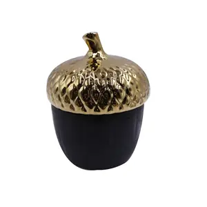 Pote de cerâmica para maré de cozinha, cone de pinha dourado selado para chá, tempero