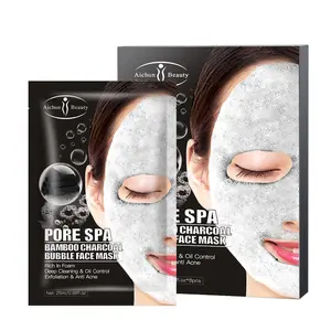 Mascarilla negra con control de aceite, máscara facial de espuma para poros, spa, carbón de bambú, Burbuja