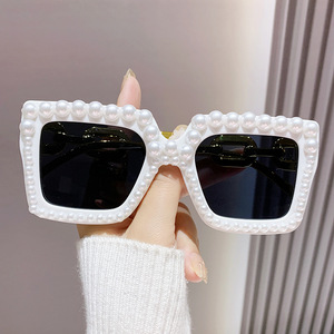5531 New Fashion Seven Color Imitation Pearl Diamond English Letter Bride Square Frame Sunglasses <strong>Bachelor</strong> <strong>Party</strong> <strong>Glasses</strong> - Product Image 5