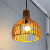 LT230101 Luminaire suspendu rond en bois Cage à oiseaux Éclairage moderne Décoration suspendue Luminaires suspendus Lustre Suspension