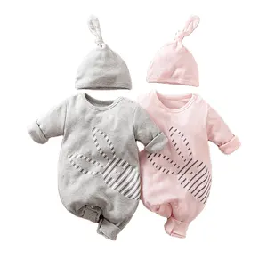Trẻ sơ sinh bé trai và bé gái Bodysuit 100% cotton Boutique Set với mũ miễn phí