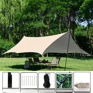 Bâche pare-soleil portable hexagonale en forme de papillon, enduite d'argent, en tissu Oxford imperméable, pour camping et usage extérieur, vente en gros - Product Image 1