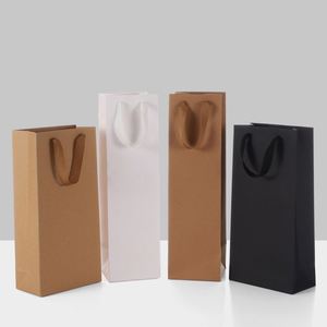 <b>Biodegradable</b> Kraft Paper Red Wine Bag with Hand Length Handle and Flexo Printing - Product Image 5