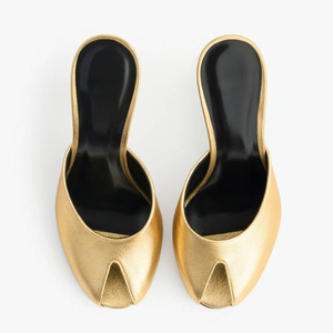 Women Peep Toe Mules Big Size 45 High Thin <b>Heels</b> Sandals Dress Wide Fit Stiletto on Shoes - Product Image 5