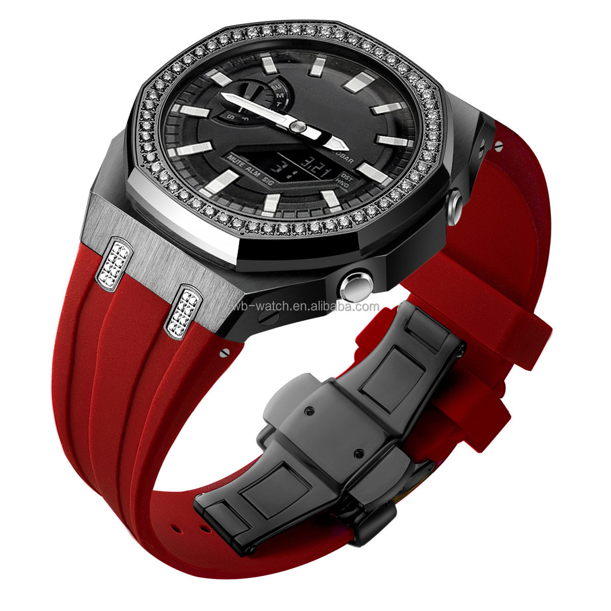 Boîtier noir + Bracelet rouge