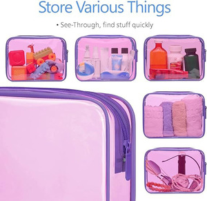 Artículos <span class=keywords><strong>de</strong></span> tocador para bebés personalizados Baño <span class=keywords><strong>de</strong></span> viaje Avión Aviación Aprobado Claro Púrpura Pvc Nueva <span class=keywords><strong>bolsa</strong></span> <span class=keywords><strong>de</strong></span> cosméticos - Product Image 2