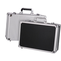 Boîte à outils portable en aluminium de grande taille, robuste, argentée, avec mousse personnalisée pour équipement professionnel