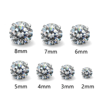 Pendientes de Titanio con Diamante Moissanita Blanco Premium, Corte Brillante Redondo de 2mm-8mm, para Perforación de Cartílago