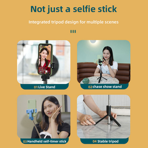 Portable Extendable Handheld Selfie Stick Detachable Wireless Remote 360 Rotation Aluminum Alloy <b>Tripod</b> Stand - Product Image 6