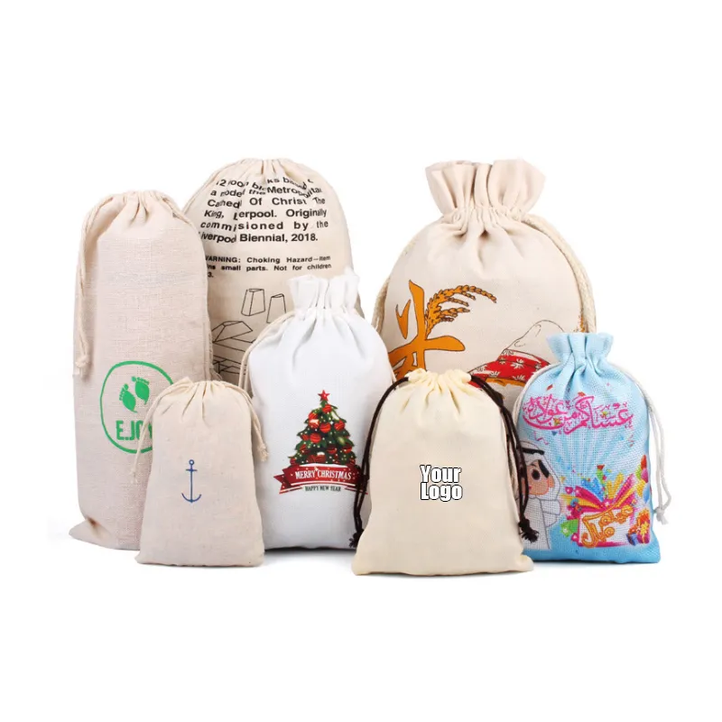 Wholesale Custom Sublimation Colorful Large Gift Double Handle Eco-Friendly Polyester Cotton Canvas Drawstring Dust Bag