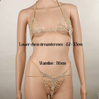Sexy Kristall-Bikini-Sets Strass-BH Körperketten-Set Quasten-BH-Ketten-Set mit Höschen-String-Ketten-Körper-Schmuck für Partys