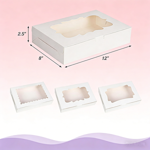 Boîtes en papier décorées de rubans en gros, boîtes en papier pour desserts avec fenêtre, pour les fêtes d'enfants, les cadeaux, l'emballage de beignets et de macarons - Product Image 3