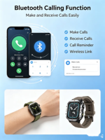 Montre connectée HYK H11 IP68 avec carte SIM, suivi d'activité, fréquence cardiaque, oxygène sanguin, boussole, sports de plein air, charge sans fil