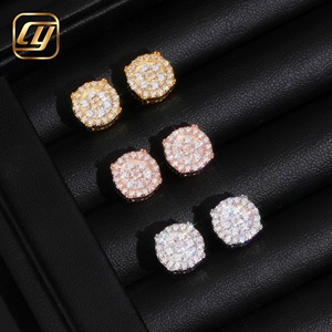 Pendientes de Lujo con Moissanita, Chapados en Oro de 18K, Corte Brillante Redondo, Diseño de Bola, Unisex, Joyería para Uso Diario - Product Image 1