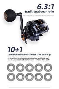 <span class=keywords><strong>Moulinet</strong></span> de pêche à la traîne personnalisable pour la plage et la pêche en bateau avec une force de freinage de 25 kg, un rapport d'engrenage de 6,3:1 et un système de lancer instantané - Product Image 4