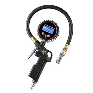 Digitale Reifen Inflator Manometer, Led-anzeige Reifen Deflator Gage mit Gerade Messing Lock-auf Futter Gummi Schlauch