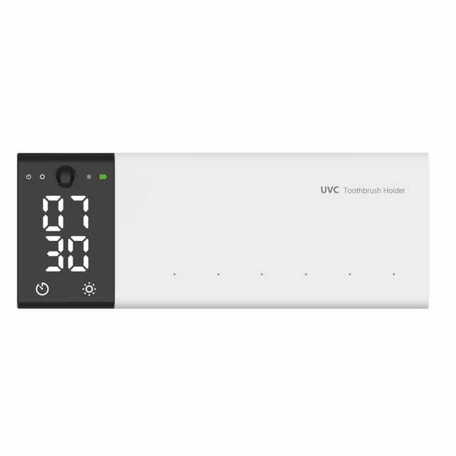 Rechargeable Toothbrush Sterilizer Cleaner UVC Toothbrush and Razor Sanitizer Heat Fan Drying with Clock Function