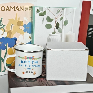Tasse en émail style rétro pour la saison des diplômes, impression <span class=keywords><strong>de</strong></span> LOGO par transfert thermique, anti-chute, en porcelaine, pour photos <span class=keywords><strong>de</strong></span> maternelle - Product Image 2