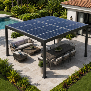 Pergola en aluminium avec panneaux solaires photovoltaïques pour l'extérieur - Product Image 2