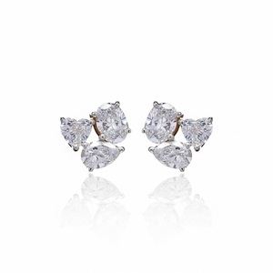 Pendientes de Tres Piezas con Corte Elegante, Joyería Fina de Alta Gama, Diamantes con Corte Elegante para Mujer, Estilo Festivo para Eventos Nocturnos - Product Image 3