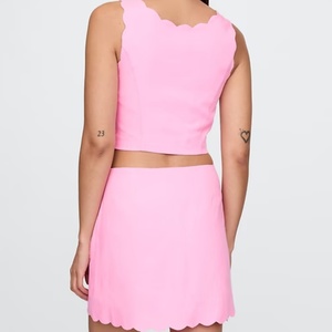 Conjunto Casual de Lino para Mujer OEM 2025, Nuevo Estilo Sexy, Conjunto de Dos Piezas de Algodón, Shorts con Bordado de Conchas, Largo hasta la Rodilla - Product Image 3