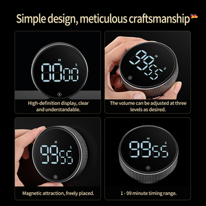 新デザインデジタルキッチンタイマー大型LEDディスプレイ磁気カウントダウン教室料理用フィットネスベーキングプラスチック製 - Product Image 3