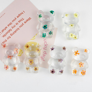 Hot Selling Cute Bear <strong>Expanding</strong> Stand Griptok Dry Real Flower Transparent Desktop Lazy Grip Tok Lazy Cell Phone <strong>Holder</strong> Socket - Product Image 4