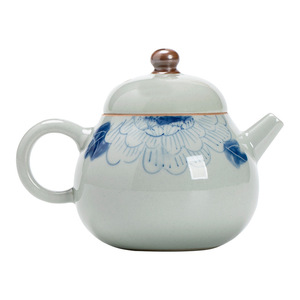 Hand Painted Peony Ceramic Teapot Blue And White <b>Small</b> <b>Pot</b> With Lid Household <b>Tea</b> Brewer - Product Image 5