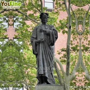 Vendita calda famosa figura decorazione esterna a grandezza naturale personalizzata statua di Dante in bronzo