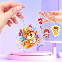 Porte-clés personnalisé en époxy acrylique, personnage de dessin animé, breloque liquide à paillettes, pendentif de sac personnalisé, vente en gros