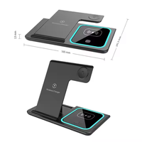 Chargeur sans fil pliable 3 en 1 15 W, support de charge rapide multifonction pour iPhone, AirPods, écouteurs, montre connectée