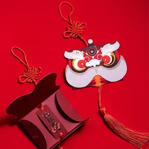 Logotipo personalizado envelop pacote vermelho 3 envelopes personalizados chinês ano novo embalagem bonito tigre