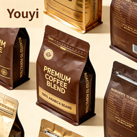 Sacs à café personnalisés avec logo imprimé, avec valve, 250g 500g, finition mate, pochette en aluminium avec fermeture éclair pour l'emballage en vrac des grains de café