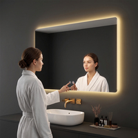 Espejo de Baño LED Rectangular Moderno y Elegante con Luz Superior e Inferior, Control Táctil, Montado en la Pared, Antivaho