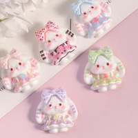 Accessoires en résine DIY Lapin à longues oreilles de dessin animé, pour coques de téléphone en gel crème, pinces à cheveux, porte-clés et ornements, technique d'émail coulant, Yiwu
