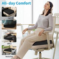 Grand coussin de siège ergonomique carré en mousse à mémoire de forme avec design orthopédique antidérapant pour soulager la sciatique et les douleurs au coccyx, lavable, noir