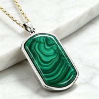 Collier pendentif en malachite naturelle de luxe, plaqué or 18 carats PVD, acier inoxydable 316L, étanche, bijoux anti-ternissement pour femme, cadeau