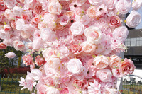 Mur de fleurs artificielles en promotion, base en tissu rose pour arche de mariage, toile de fond pour scène de mariage, décoration extérieure, fête d'anniversaire