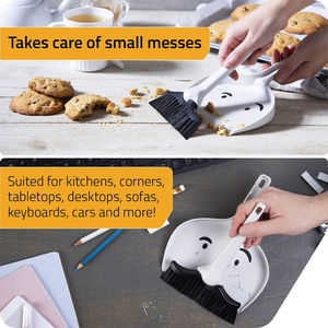 Small 2 in 1 <b>Dustpan</b> and Brush Set Mini <b>Broom</b> Soft Bristles Portable Mustache Design - Product Image 4