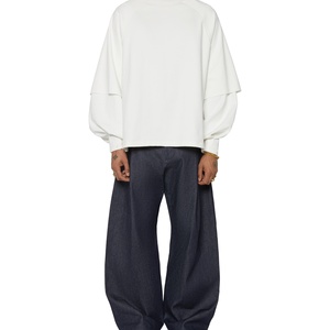 Raglan Long Sleeve <b>White</b> Oversize Loose Fit <b>Tee</b> Fashion Stylish 300GSM Boxy Layered T-Shirt - Product Image 3