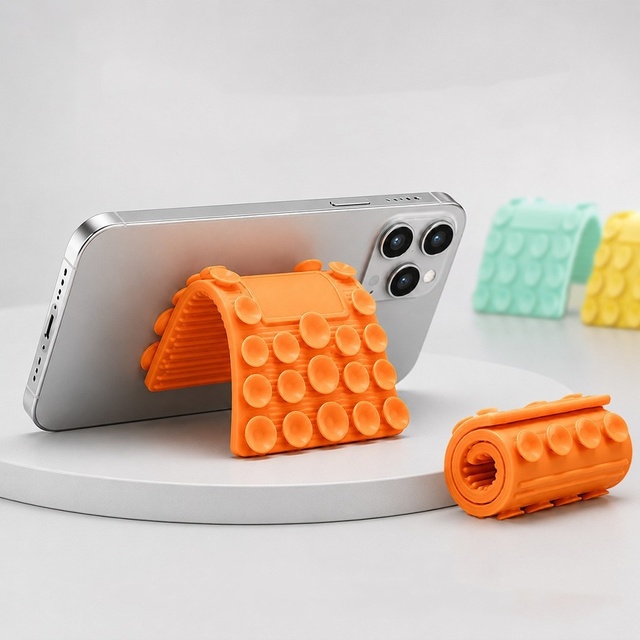 Factory Directly Phone Accessories Adjustable Anti-Slip MultiAngle Desktop Phone Mount Silicone Foldable Travel Tray Phone Stand