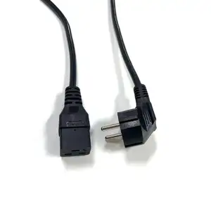 Venta al por mayor negro PVC forrado EU 2pin cable de alimentación C15 EU cable de alimentación