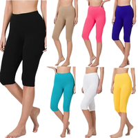 Shorts de sport élastiques taille haute respirants, effet sculptant et rehausseur de hanches, motif uni, ensemble 2 pièces en Spandex/Coton