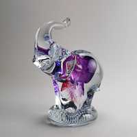 Ensemble de figurines d'éléphants en verre soufflé à la main, sculpture animale artistique colorée, style Murano fait main, mini-monde de Noël en verre
