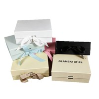 Boîte cadeau vide en carton blanc de haute qualité avec fermeture magnétique simple à clapet et ruban, vente en gros