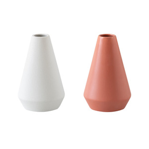 Matte <strong>Cone</strong>-shaped Abstract Desktop Ceramic Vase Decoration European Retro <strong>Small</strong> Caliber Matte White <strong>Orange</strong> Red Yellow - Product Image 6